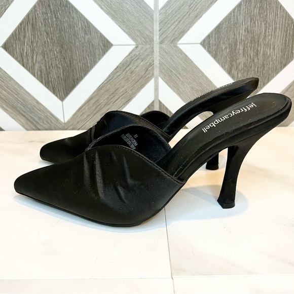 Jeffrey Campbell 90’s mule pointed toe heel satin black size 9.5 - Picture 2 of 12